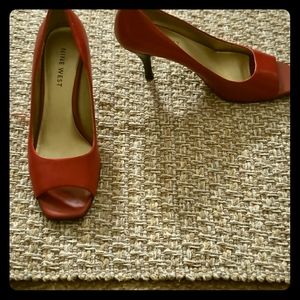 Red Nine West Open Toe Shoes